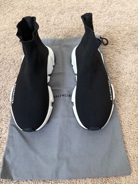 Balenciaga Black and White Knit Sock Sneakers